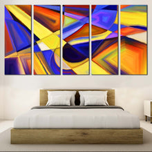 Load image into Gallery viewer, Abstract Forms Canvas Wall Art Colorful Abstract Shape Canvas Print Contemporary Abstract Patterns  5 Piece Multi Canvas Artwork In Bedroom
