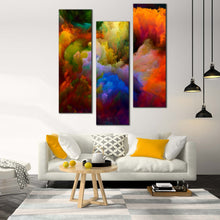 Load image into Gallery viewer, Abstract  Fractal  Canvas  Wall  Art  Abstract  Composition  3  Piece  Canvas  Print  Orange  Green  Clouds  Triptych  Living  Room  Canvas  Set In Living Room
