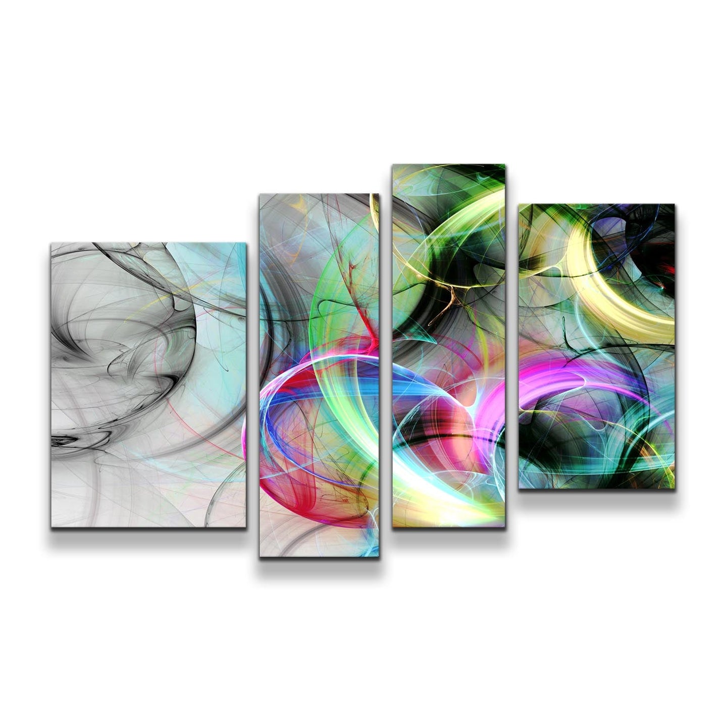 Abstract Illustration Canvas Wall Art Colorful Abstract Graphic Multiple Canvas Abstract Fractal Background 4 Piece Canvas Print