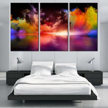 Load image into Gallery viewer, Abstract Ocean Canvas Wall Art Modern Clouds Abstract Canvas Set Colorful Sky  3 Piece Canvas Print For Bedroom
