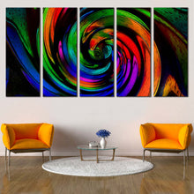 Load image into Gallery viewer, Abstract Pattern Canvas Print Red Orange Abstract Fractal  5 Piece Canvas Wall Art Colorful Abstract Spiral Multi Canvas For Living Room
