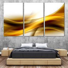 Load image into Gallery viewer, Abstract Pattern Canvas Print Yellow Abstract Waves  3 Piece Canvas Wall Art Contemporary White Gold Modern Abstract Canvas Set For Bedroom
