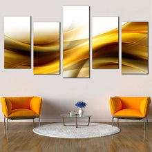 Load image into Gallery viewer, Abstract Pattern Canvas Print Yellow Abstract Waves  5 Piece Canvas Wall Art Contemporary White Gold Modern Abstract Canvas Set For Living Room
