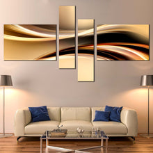 Load image into Gallery viewer, Abstract Patterns Canvas Print Black Abstract Digital Illustration   4 Piece Canvas Wall Art Yellow Abstract Waves Multi Canvas For Living Room
