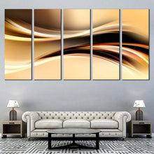Load image into Gallery viewer, Abstract Patterns Canvas Print Black Abstract Digital Illustration  5 Piece Canvas Wall Art Yellow Abstract Waves Multi Canvas For Living Room
