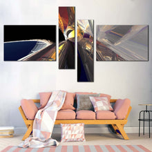 Load image into Gallery viewer, Abstract Patterns Canvas Print Black Grey 3D Modern Abstract 4 Piece Multi Canvas Yellow Abstract Lights Canvas Wall Art In Living Room
