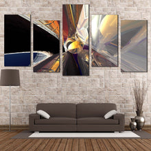 Load image into Gallery viewer, Abstract Patterns Canvas Print Black Grey 3D Modern Abstract 5 Piece Multi Canvas Yellow Abstract Lights Canvas Wall Art
