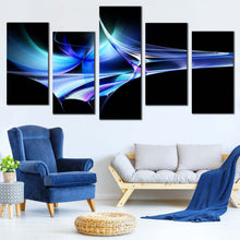 Load image into Gallery viewer, Abstract Patterns Canvas Print Contemporary Green Abstract Shapes  5 Piece Canvas Wall Art Blue Modern Abstract Multi Canvas Artwork For Living Room
