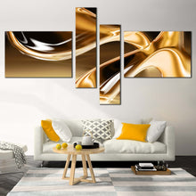 Load image into Gallery viewer, Abstract Patterns Canvas Print Liquid Gold Abstract   4 Piece Canvas Wall Art Contemporary Brown Modern Abstract Multi Canvas Artwork In Living room
