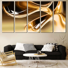 Load image into Gallery viewer, Abstract Patterns Canvas Print Liquid Gold Abstract  5 Piece Canvas Wall Art Contemporary Brown Modern Abstract Multi Canvas Artwork For Living Room
