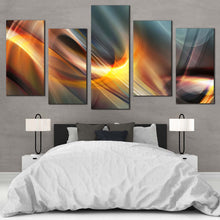 Load image into Gallery viewer, Abstract Patterns Canvas Wall Art Yellow Modern Elegant Abstract  5 Piece Canvas Grey Abstract Shapes Canvas Print For Bedroom
