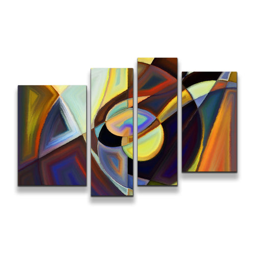 Abstract Shape Canvas Wall Art Colorful Abstract Patterns 4 Piece Multi Canvas Contemporary Modern Brown Yellow Canvas Print