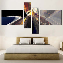 Load image into Gallery viewer, Abstract Shapes Canvas Print Yellow 3D Abstract Bedoom 4 Piece Canvas Wall Art Beautiful Grey Black Modern Abstract Canvas Artwork In Bedroom
