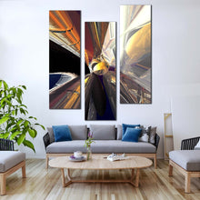 Load image into Gallery viewer, Abstract  Shapes  Canvas  Print  Yellow  3D  Abstract  Living  Room  3  Piece  Canvas  Wall  Art  Beautiful  Grey  Black  Modern  Abstract  Canvas  Artwork In Living Room
