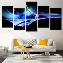Load image into Gallery viewer, Abstract Shapes Canvas Wall Art Beautiful Green Modern Abstract Canvas Print Contemporary Blue Abstract Pattrerns  5 Piece Canvas In Living Room

