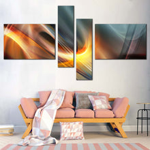 Load image into Gallery viewer, Abstract Shapes Canvas Wall Art Grey Modern Abstract   4 Piece Canvas Print Yellow Elegant Abstract Canvas Set In Living Room
