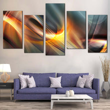 Load image into Gallery viewer, Abstract Shapes Canvas Wall Art Grey Modern Abstract  5 Piece Canvas Print Yellow Elegant Abstract Canvas Set For Your Living Room
