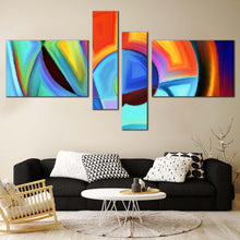 Load image into Gallery viewer, Abstract Similar Canvas Wall Art Contemporary Blue Abstract 4 Piece Canvas Print Living Room Orange Modern Shapes Canvas Artwork For Living room
