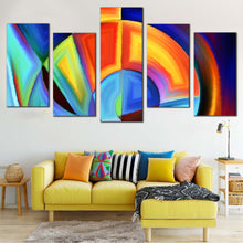 Load image into Gallery viewer, Abstract Similar Canvas Wall Art t Contemporary Blue Abstract 5 Piece Canvas Print Orange Modern Shapes Canvas Artwork For Living Room
