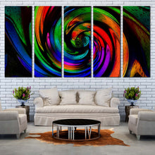 Load image into Gallery viewer, Abstract Spiral Canvas Wall Art Colorful Abstract Fractal Pattern  5 Piece Canvas Beautiful Blue Green Modern Abstract Canvas Print In Living Room
