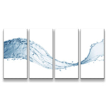 Load image into Gallery viewer, Abstract Water Canvas Wall Art Wave Of Water Splash 4 Piece Canvas Print Blue Abstract Water Splash Multi Canvas Artwork
