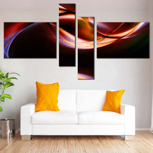 Load image into Gallery viewer, Abstract Waves Canvas Wall Art Blue Abstract Digital Illustration   4 Piece Canvas Set Orange Red Abstract Curvy Waves Canvas Print For Living Room
