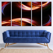 Load image into Gallery viewer, Abstract Waves Canvas Wall Art Blue Abstract Digital Illustration  5 Piece Canvas Set Orange Red Abstract Curvy Waves Canvas Print For Living room
