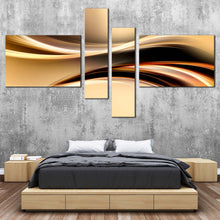 Load image into Gallery viewer, Abstract Waves Canvas Wall Art Yellow Abstract Curvy Waves Canvas Print Black Abstract Digital Illustration Bedroom 4 Piece Canvas For Bedroom
