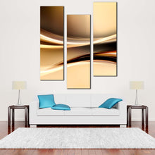 Load image into Gallery viewer, Abstract  Waves  Canvas  Wall  Art  Yellow  Abstract  Curvy  Waves  Canvas  Print  Black  Abstract  Digital  Illustration  Living  Room  3  Piece  Canvas In Living Room
