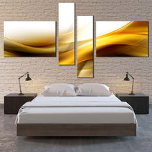 Load image into Gallery viewer, Abstract Waves Canvas Wall Art Yellow Modern Abstract Pattern Multi Canvas Artwork Gold Color Waves Design Bedroom 4 Piece Canvas Print For Bedroom
