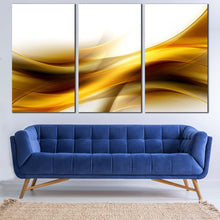 Load image into Gallery viewer, Abstract Waves Canvas Wall Art Yellow Modern Abstract Pattern Multi Canvas Artwork Gold Color Waves Design  3 Piece Canvas Print In Living Room
