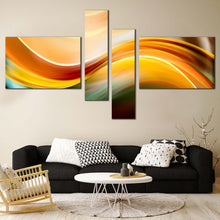 Load image into Gallery viewer, Abstract Waves Canvas Wall Art Yellow Modern Digital Illustration Living Room 4 Piece Canvas Yellow Green Abstract Wavy Lines Canvas Print For Living Room
