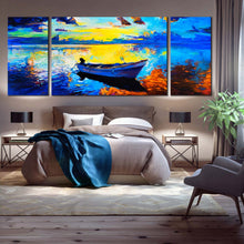 Load image into Gallery viewer, Alone  Boat  in  the  Ocean  Landscape  Multi  Panel  Wall  Art  3  panel  canvas  home  decor For Bedroom
