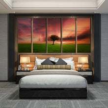 Load image into Gallery viewer, Alone Tree Green Fields at Sunset Home Canvas Decor For Bedroom
