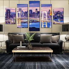 Load image into Gallery viewer, Amazing  5  Piece  Tokyo  Bay  Rainbow  Bridge  Wall  Art  For Living room
