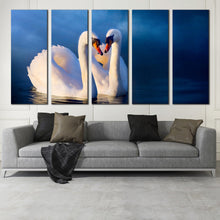 Load image into Gallery viewer, Amazing 5 piece canvas print Bird Canvas Print Two Swans Make Up A Heart For Living room
