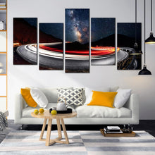 Load image into Gallery viewer, Amazing 5 piece gleams stars night cars light trails canvas print For Living Room
