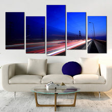 Load image into Gallery viewer, Amazing 5 piece gleams stars night cars light trails canvas print For Your Living Room
