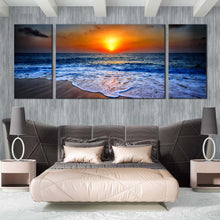 Load image into Gallery viewer, Amazing  Blue  Ocean  Evening  Dawn  Triptych  Decor For Bedroom
