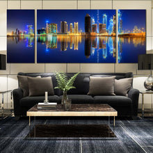 Load image into Gallery viewer, Amazing  Dubai  Business  Bay  Line  of  Towers  Reflection  3  panel  wall  decor In Living Room
