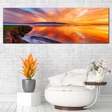 Load image into Gallery viewer, Amazing  Seascape  Canvas  Wall  Art  Orange  Ocean  Beach  Living  Room  Multi  Canvas  Yellow  Sky  1  Piece  Canvas  Print For Living Room
