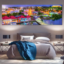 Load image into Gallery viewer, Antigua  Harbors  Canvas  Wall  Art  Red  Green  Antigua  Port  Houses  Canvas  Print  Blue  Canal  City  Sunset  Sky  Bedroom  1  Piece  Canvas For Bedroom
