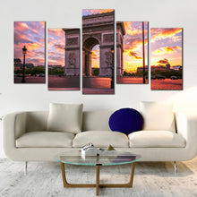 Load image into Gallery viewer, Arc de Triomphe Paris city at sunset 5 piece canvas art print For Living Room
