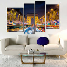 Load image into Gallery viewer, Arc de Triomphe Paris city in evening 4 panel canvas artwork For Bedroom
