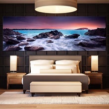 Load image into Gallery viewer, Australian  Beach  Canvas  Wall  Art  Brown  Ocean  Rocks  Canvas  Print  Blue  Australian  Ocean  Bedroom  Panorama  Canvas For Bedroom
