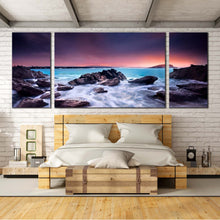 Load image into Gallery viewer, Australian  Ocean  Canvas  Print  Blue  Australian  Beach  3  Piece  Canvas  Wall  Art  Brown  Ocean  Rocks  Bedroom  Triptych  Canvas  Set For Bedroom
