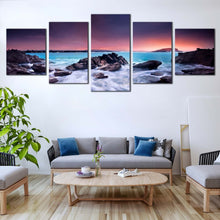 Load image into Gallery viewer, Australian Ocean Canvas Print Blue Australian Beach  5 Piece Canvas Wall Art Brown Ocean Rocks  Canvas Set For Living Room
