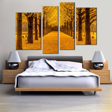 Load image into Gallery viewer, Autumn Forest Canvas Wall Art Orange Forest Path 4 Piece Canvas Print
