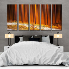 Load image into Gallery viewer, Autumn Forest Canvas Wall Art Yellow Orange Forest Nature 5 Piece Canvas Print Beautiful Trees Scenery Multi Canvas For Bedroom
