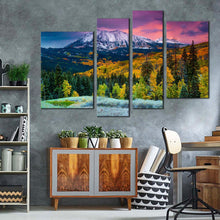 Load image into Gallery viewer, Autumn Landscape Canvas Wall Art White Fall Mountain 4 Piece Canvas Set East Beckwith Mountain Canvas Print
